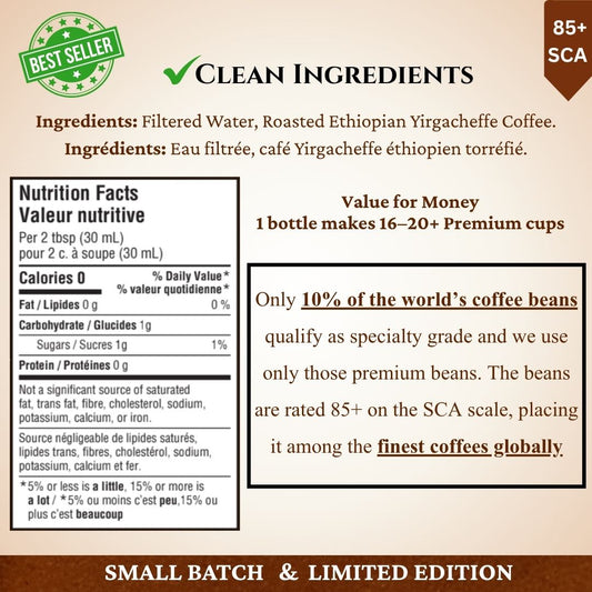 ethiopian yirgacheffe - specialty cold brew coffee concentrate